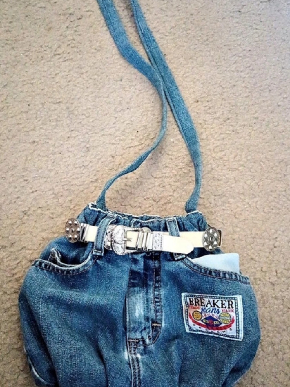 Breaker Jeans Denim Crossbody Bag in Blue & Silver